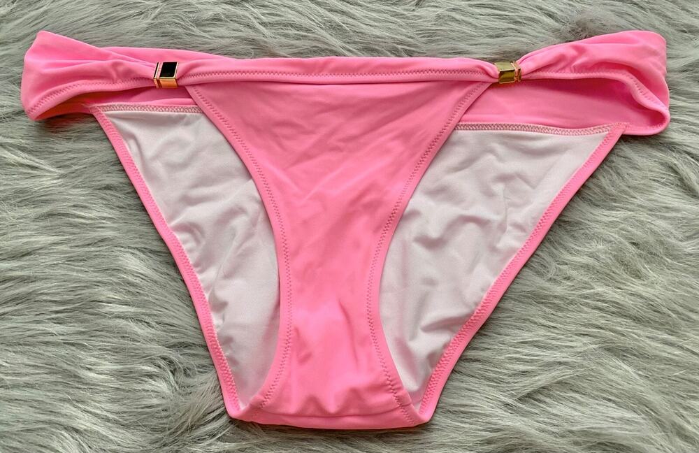 Victoria's Secret Pink w/ Gold Hardware Cheeky Swim Bikini Bottom NWOT XL